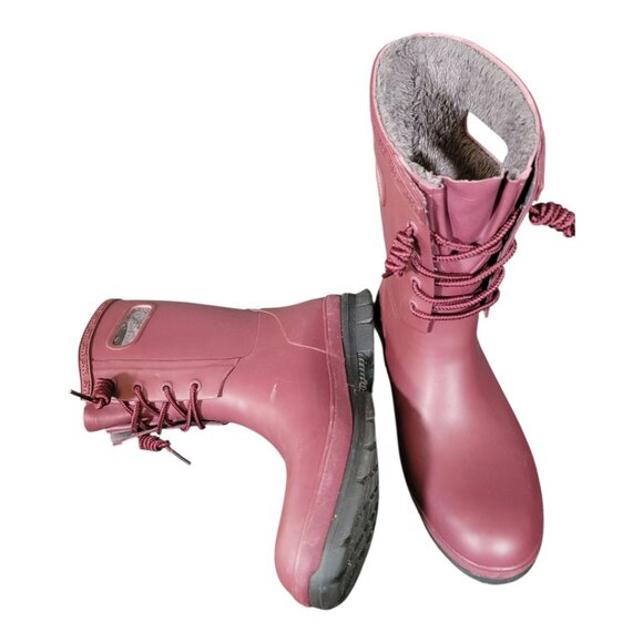 Bogs Amanda Waterproof Faux Fur Lining Plush Burgundy Red Boots Women's Size 10 - Picture 8 of 13